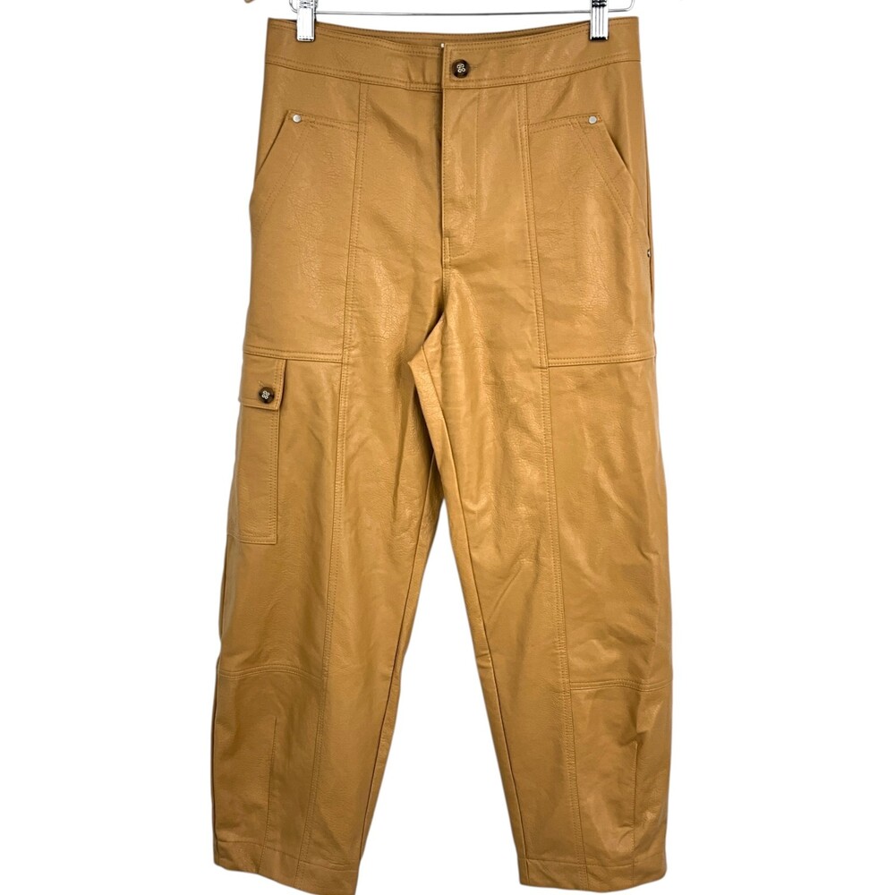 by Anthropologie Faux Leather Cargo Utility Pants Brown US Size 4 High Rise